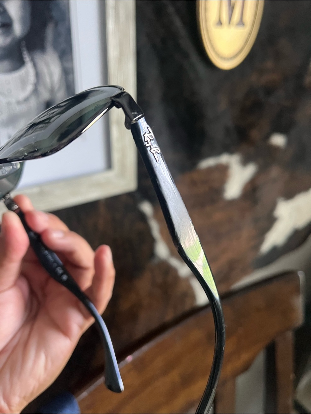 Ray-Ban Silver Frame Sunglasses with Green Lenses - Picture 4 of 4